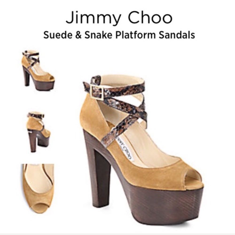 Jimmy Choo Suede & Snake Platform Sandal